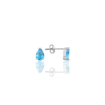 Söğütlü Silver SGTL10975 Rodyumlu Mavi Akuamarin Taşlı Damla Gümüş Kadın Küpe