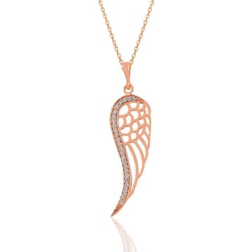 Söğütlü Silver SGTL11036 Gümüş Rose Zirkon Taşlı Sol Yanım Kanat Kolye
