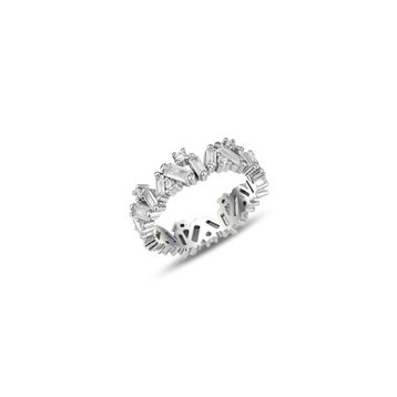 Söğütlü Silver SGTL11606 Rodyumlu Özel Tasarım Baget Taşlı Tamtur Gümüş Yüzük