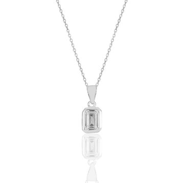 Söğütlü Silver SGTL11619BAGET Gümüş Rodyumlu Baget Kesim Zirkon Taşlı Kolye
