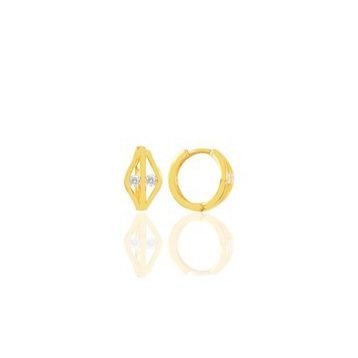 Söğütlü Silver SGTL11736 Altın Yaldızlı Zirkon Taşlı 9 mm Halka Tragus Piercing Helix Gümüş Kıkırdak Küpesi