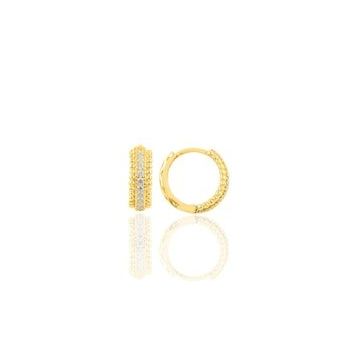 Söğütlü Silver SGTL11736 Altın Yaldızlı Zirkon Taşlı 9 mm Halka Tragus Piercing Helix Gümüş Kıkırdak Küpesi