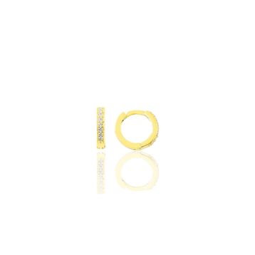 Söğütlü Silver SGTL11736 Altın Yaldızlı Zirkon Taşlı 9 mm Halka Tragus Piercing Helix Gümüş Kıkırdak Küpesi
