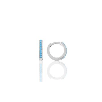 Söğütlü Silver SGTL11741 Rodyumlu Turkuaz Taşlı 11 mm Halka Tragus Piercing Helix Kıkırdak Gümüş Küpe
