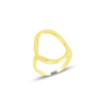 Söğütlü Silver SGTL11820 Altın Yaldızlı Ayarlamalı Oval 925 Ayar Gümüş Yüzük