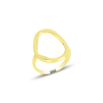Söğütlü Silver SGTL11820 Altın Yaldızlı Ayarlamalı Oval 925 Ayar Gümüş Yüzük