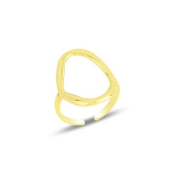 Söğütlü Silver SGTL11820 Altın Yaldızlı Ayarlamalı Oval 925 Ayar Gümüş Yüzük