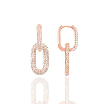 Söğütlü Silver SGTL12113 Rose Zirkon Taşlı Sallantılı Trend 925 Ayar Gümüş Küpe