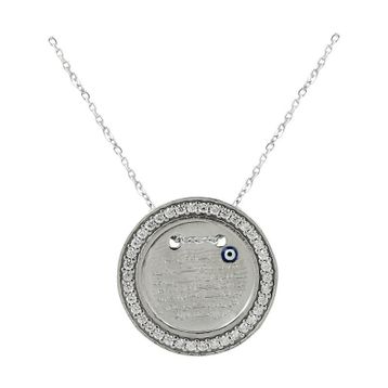 Söğütlü Silver SGTL1709 Zirkon Taşlı Rodyumlu Ayetelkürsü Plaka Kadın Gümüş Kolye
