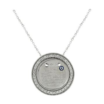 Söğütlü Silver SGTL1709 Zirkon Taşlı Rodyumlu Ayetelkürsü Plaka Kadın Gümüş Kolye