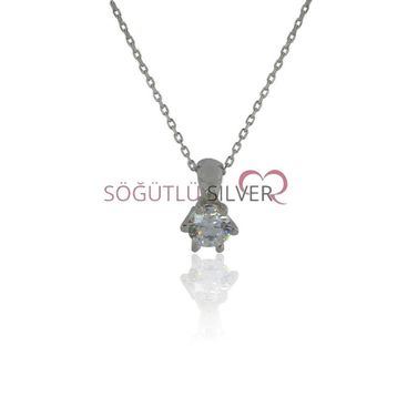 Söğütlü Silver SGTL4513 Swarovski Tek Taş Kadın Gümüş Kolye