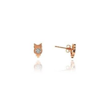 Söğütlü Silver SGTL7916 925 Ayar Gümüş Rose Zirkon Taşlı Mini Pırlanta Modeli Baykuş Küpe