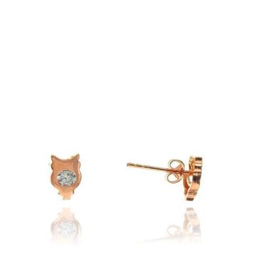 Söğütlü Silver SGTL7916 925 Ayar Gümüş Rose Zirkon Taşlı Mini Pırlanta Modeli Baykuş Küpe