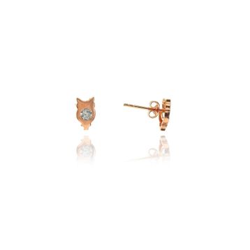 Söğütlü Silver SGTL7916 925 Ayar Gümüş Rose Zirkon Taşlı Mini Pırlanta Modeli Baykuş Küpe