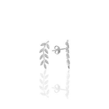 Söğütlü Silver SGTL7918 925 Ayar Gümüş Rose Zirkon Taşlı Mini Pırlanta Modeli Yaprak Küpe