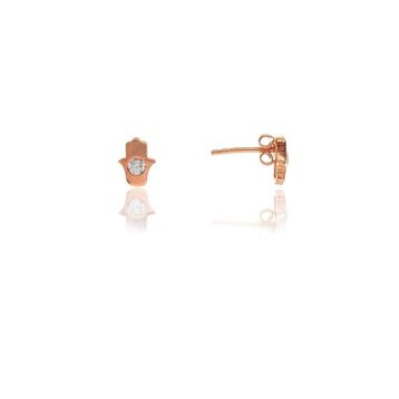 Söğütlü Silver SGTL7919 925 Ayar Gümüş Rose Zirkon Taşlı Mini Pırlanta Modeli Fatma Ana Eli Küpe