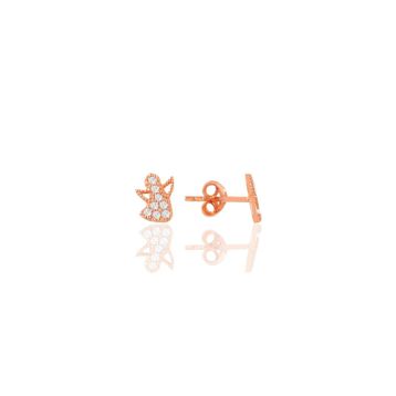 Söğütlü Silver SGTL7921 925 Ayar Gümüş Rose Zirkon Taşlı Mini Pırlanta Modeli Kanat Küpe
