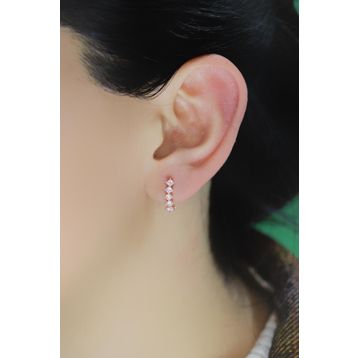 Söğütlü Silver SGTL7923 925 Ayar Gümüş Rose Zirkon Taşlı Mini Pırlanta Modeli Kelebek Küpe