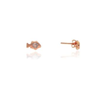 Söğütlü Silver SGTL7930 925 Ayar Gümüş Rose Zirkon Taşlı Mini Pırlanta Modeli Balık Küpe