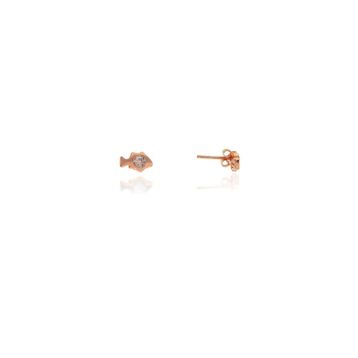 Söğütlü Silver SGTL7930 925 Ayar Gümüş Rose Zirkon Taşlı Mini Pırlanta Modeli Balık Küpe