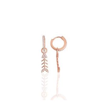 Söğütlü Silver SGTL7930 925 Ayar Gümüş Rose Zirkon Taşlı Mini Pırlanta Modeli Balık Küpe