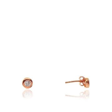 Söğütlü Silver SGTL7934 925 Ayar Gümüş Rose Zirkon Taşlı Mini Pırlanta Modeli Tek Taş Küpe
