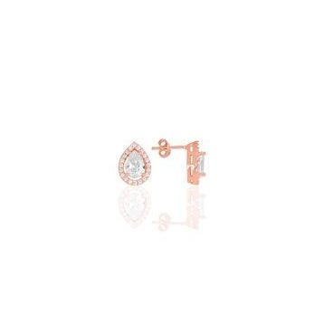 Söğütlü Silver SGTL7936 925 Ayar Gümüş Rose Zirkon Taşlı Mini Pırlanta Modeli Damla Küpe