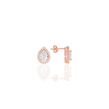 Söğütlü Silver SGTL7936 925 Ayar Gümüş Rose Zirkon Taşlı Mini Pırlanta Modeli Damla Küpe