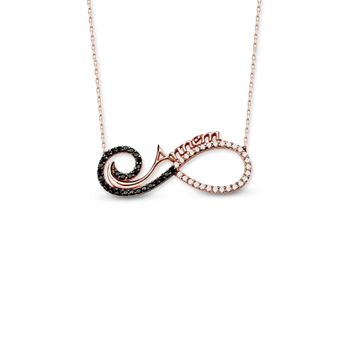 Söğütlü Silver SGTL7950 925 Ayar Gümüş Rose Zirkon ve Onix Taşlı Sonsuz Annem Kolye