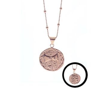 Söğütlü Silver SGTL8754 Rose Renk Gümüş Top Zincirli Çift Taraflı Antik Para Kadın Kolye
