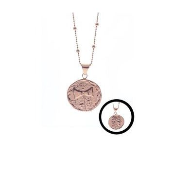 Söğütlü Silver SGTL8754 Rose Renk Gümüş Top Zincirli Çift Taraflı Antik Para Kadın Kolye
