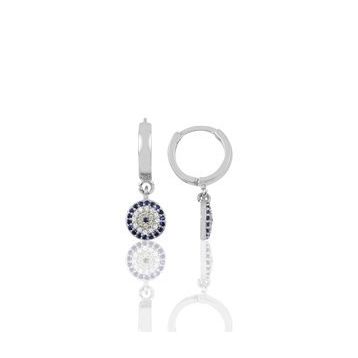 Söğütlü Silver SGTL9614 Taşlı Nazar Modeli Halka Gümüş Küpe