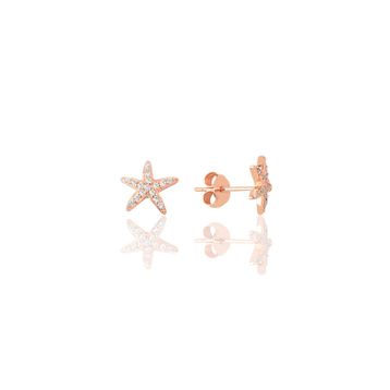 Söğütlü Silver SGTL9725ROSE Zirkon Taşlı Deniz Yıldızı Gümüş Küpe