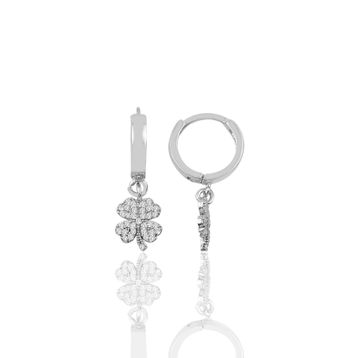 Söğütlü Silver SGTL9843RODAJ Beyaz Taşlı Yonca Halka Gümüş Küpe