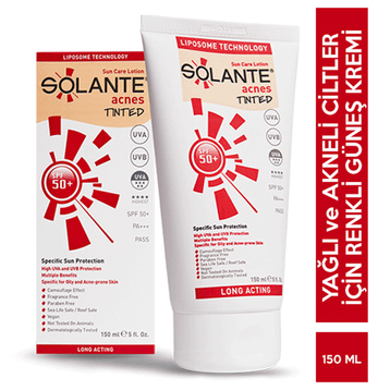 Solante Acnes Tinted SPF 50+ 150 ml Güneş Losyonu