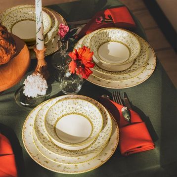 Soley Fiore 24 Parça 6 Kişilik Sarı Yemek Takımı
