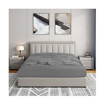 Soley Jersey 140x200 cm Gri %100 Pamuk Çift Kişilik Lastikli Çarşaf