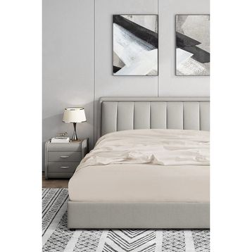 Soley Jersey Ekru %100 Pamuk Çift Kişilik 160x200 cm Lastikli Çarşaf