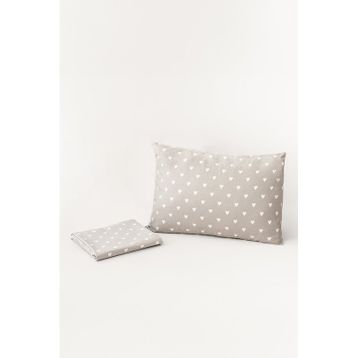 Soley Mix & Match Hearts %100 Pamuk Gri Tek Kişilik Çarşaf Seti