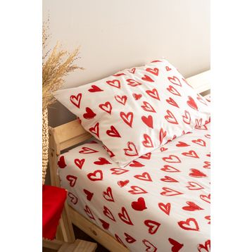 Soley Mix & Match Lover %100 Pamuk Kırmızı Tek Kişilik Çarşaf Seti