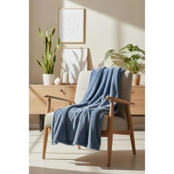Soley Pufina 140x190 cm İndigo Tavşan Tüyü Dokulu Peluş TV Battaniyesi