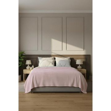 Soley Pufina 150x220 cm Pudra Tavşan Tüyü Dokulu Peluş Tek Kişilik Battaniye