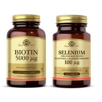 Solgar Biotin 5000 mcg 50 Kapsül + Selenium 100 Tablet