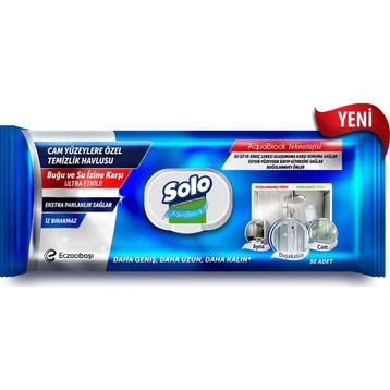 Solo Aquablock 30 Yaprak Cam Yüzeylere Özel Temizlik Havlusu