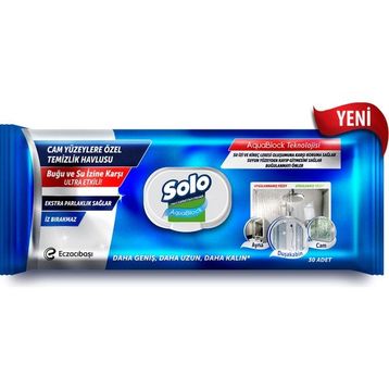 Solo Aquablock 30 Yaprak Cam Yüzeylere Özel Temizlik Havlusu