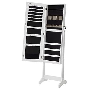 Songmics JJC002W01 Beyaz Ayaklı Aynalı Kilitlenebilir Dolap