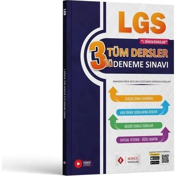 Sonuç Yayınları - 8. Sınıf LGS 2022-2023 Tüm Dersler 1.Dönem 3'lü Deneme Sınavı