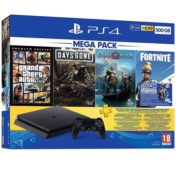 Sony Playstation 4 Slim 500 GB Oyun Konsolu + GTA V + Days Gone + God of War + Fortnite