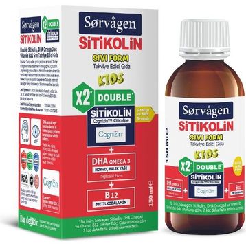Sorvagen Kids Double Sitikolin Omega 3 150 ml Sıvı