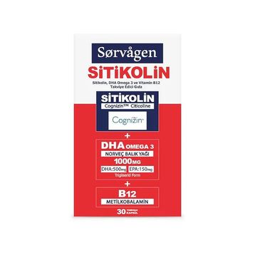 Sorvagen Sitikolin DHA Omega 3 ve B12 Takviye Edici Gıda 30 Kapsül
